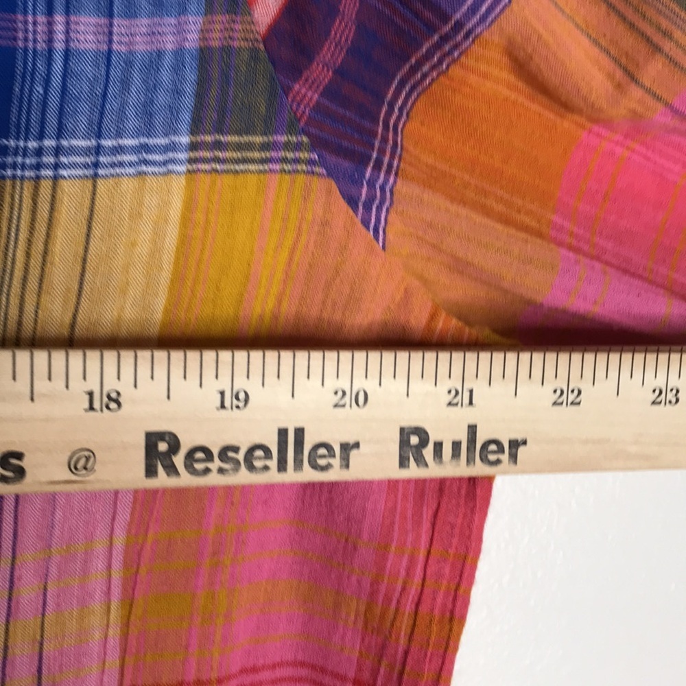 Soft Surroundings plaid gauze top button down textured pink women's size Medium - Picture 7 of 13